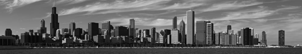 City skyline at the waterfront Chicago Cook County Illinois USA Canvas Art - Panoramic Images (44 x 9)