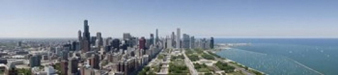 City skyline from south end of Grant Park Chicago Lake Michigan Cook County Illinois 2009 Canvas Art - Panoramic Images (22 x 5)