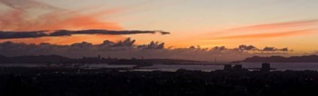 City view at dusk Emeryville Oakland San Francisco Bay San Francisco California USA Canvas Art - Panoramic Images (15 x 5)