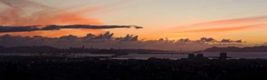 City view at dusk Emeryville Oakland San Francisco Bay San Francisco California USA Canvas Art - Panoramic Images (38 x 12)