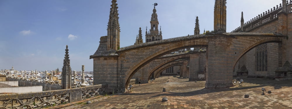 City view from a cathedral roof Seville Cathedral Seville Andalusia Spain Canvas Art - Panoramic Images (36 x 12)
