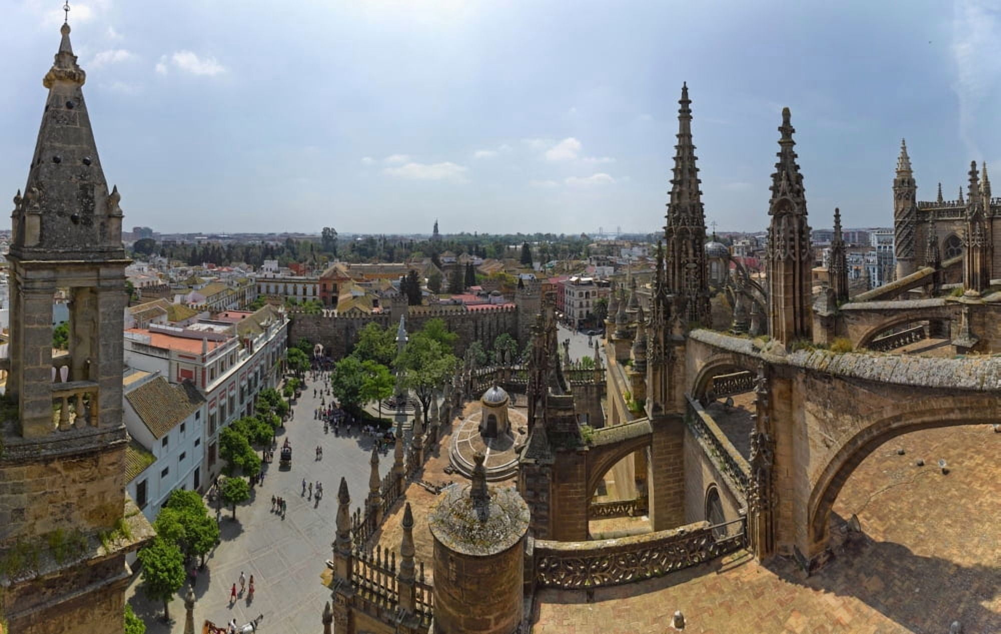 City view from a cathedral roof Seville Cathedral Seville Andalusia Spain Canvas Art - Panoramic Images (36 x 12)