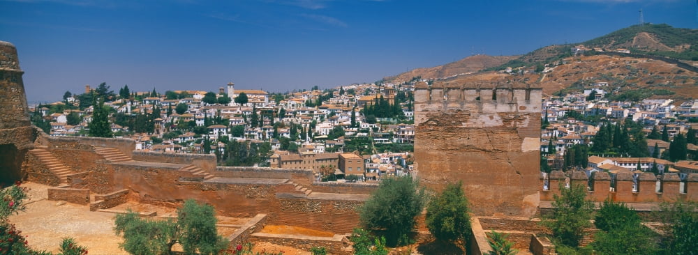 City view from the fort Alhambra Fort Granada Andalusia Spain Canvas Art - Panoramic Images (27 x 9)