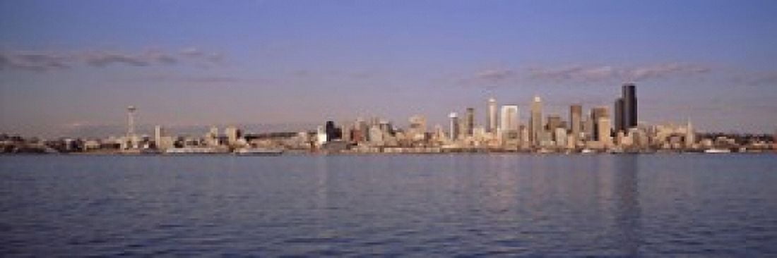City viewed from Alki Beach Seattle King County Washington State USA 2010 Canvas Art - Panoramic Images (18 x 6)