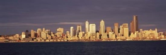 City viewed from Alki Beach Seattle King County Washington State USA 2010 Canvas Art - Panoramic Images (36 x 12)