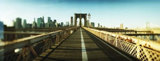 City viewed from Brooklyn Bridge Manhattan New York City New York State USA Canvas Art - Panoramic Images (30 x 12)