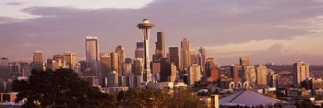City viewed from Queen Anne Hill Space Needle Seattle King County Washington State USA 2010 Canvas Art - Panoramic Images (18 x 6)