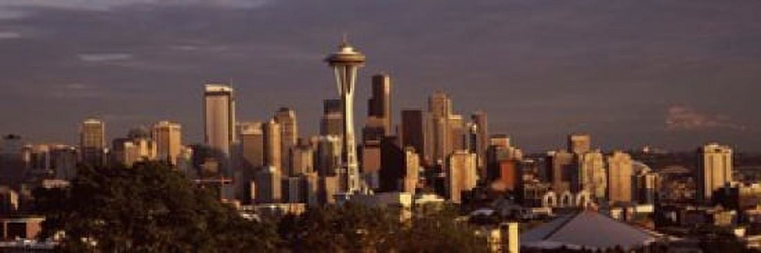 City viewed from Queen Anne Hill Space Needle Seattle King County Washington State USA 2010 Canvas Art - Panoramic Images (18 x 6)