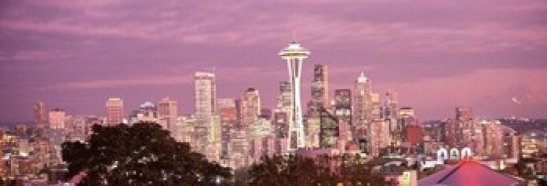 City viewed from Queen Anne Hill Space Needle Seattle King County Washington State USA 2010 Canvas Art - Panoramic Images (18 x 7)