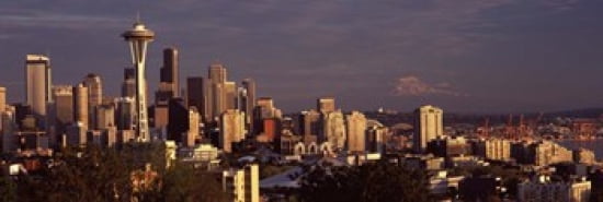 City viewed from Queen Anne Hill Space Needle Seattle King County Washington State USA 2010 Canvas Art - Panoramic Images (36 x 12)