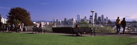 City viewed from Queen Anne Hill Space Needle Seattle King County Washington State USA 2010 Canvas Art - Panoramic Images (36 x 12)