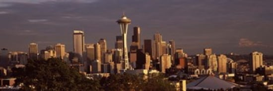 City viewed from Queen Anne Hill Space Needle Seattle King County Washington State USA 2010 Canvas Art - Panoramic Images (36 x 12)