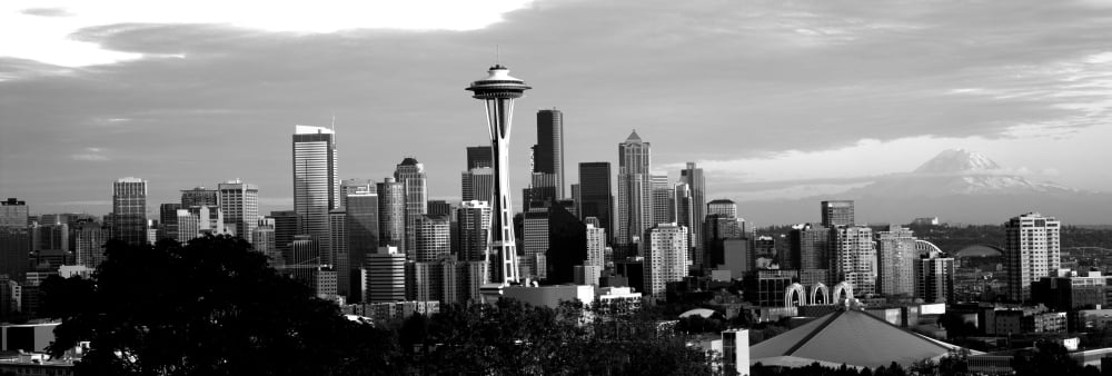 City viewed from Queen Anne Hill Space Needle Seattle King County Washington State USA Canvas Art - Panoramic Images (6 x 18)