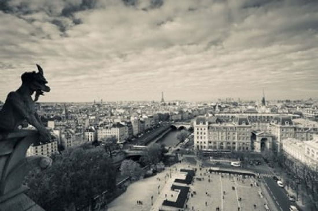 City viewed from the Notre Dame Cathedral Paris Ile-de-France France Canvas Art - Panoramic Images (36 x 24)