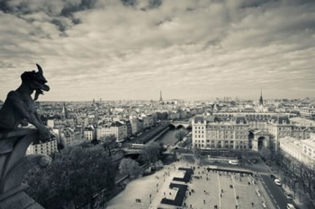 City viewed from the Notre Dame Cathedral Paris Ile-de-France France Canvas Art - Panoramic Images (36 x 24)