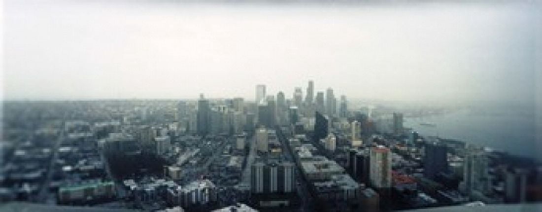 City viewed from the Space Needle Queen Anne Hill Seattle Washington State USA 2010 Canvas Art - Panoramic Images (15 x 6)