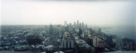 City viewed from the Space Needle Queen Anne Hill Seattle Washington State USA 2010 Canvas Art - Panoramic Images (30 x 12)