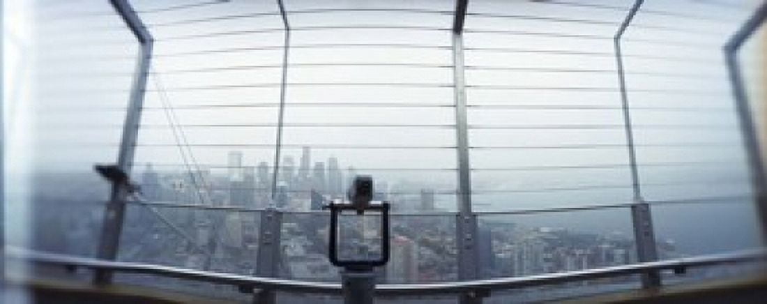 City viewed from the Space Needle Queen Anne Hill Seattle Washington State USA Canvas Art - Panoramic Images (15 x 6)