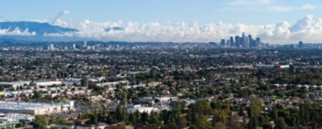 City with mountain range in the background Mid-Wilshire Los Angeles California USA Canvas Art - Panoramic Images (15 x 6)