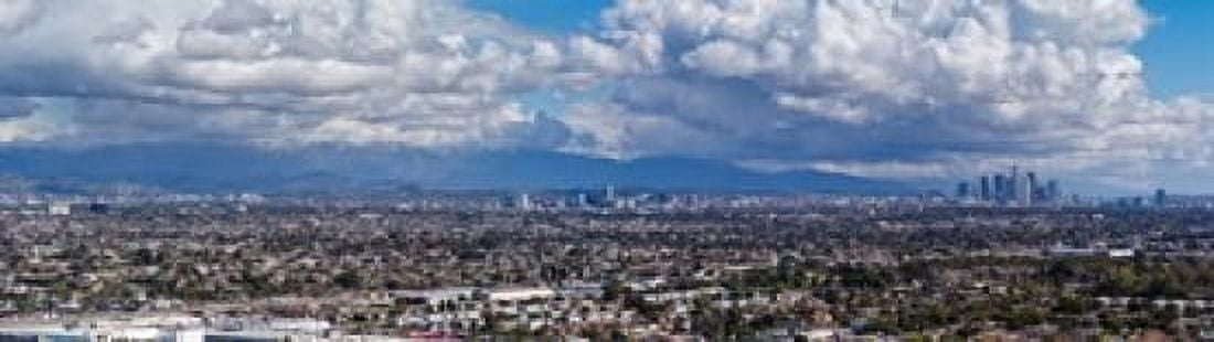 City with mountain range in the background Mid-Wilshire Los Angeles California USA Canvas Art - Panoramic Images (40 x 12)