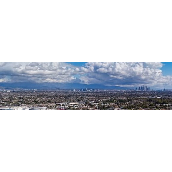 City with mountain range in the background, Mid-Wilshire, Los Angeles, California, USA Poster Print (40 x 12)