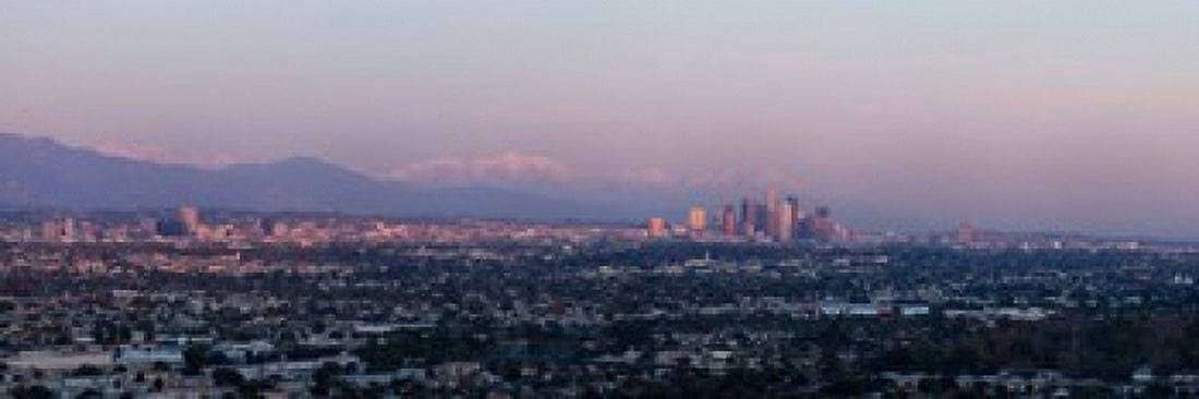 City with mountains in the background Los Angeles California USA Canvas Art - Panoramic Images (18 x 6)
