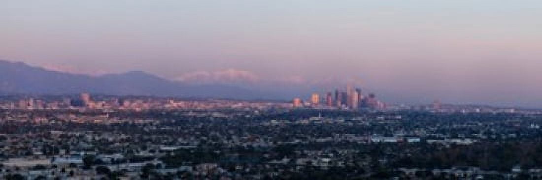 City with mountains in the background Los Angeles California USA Canvas Art - Panoramic Images (36 x 12)