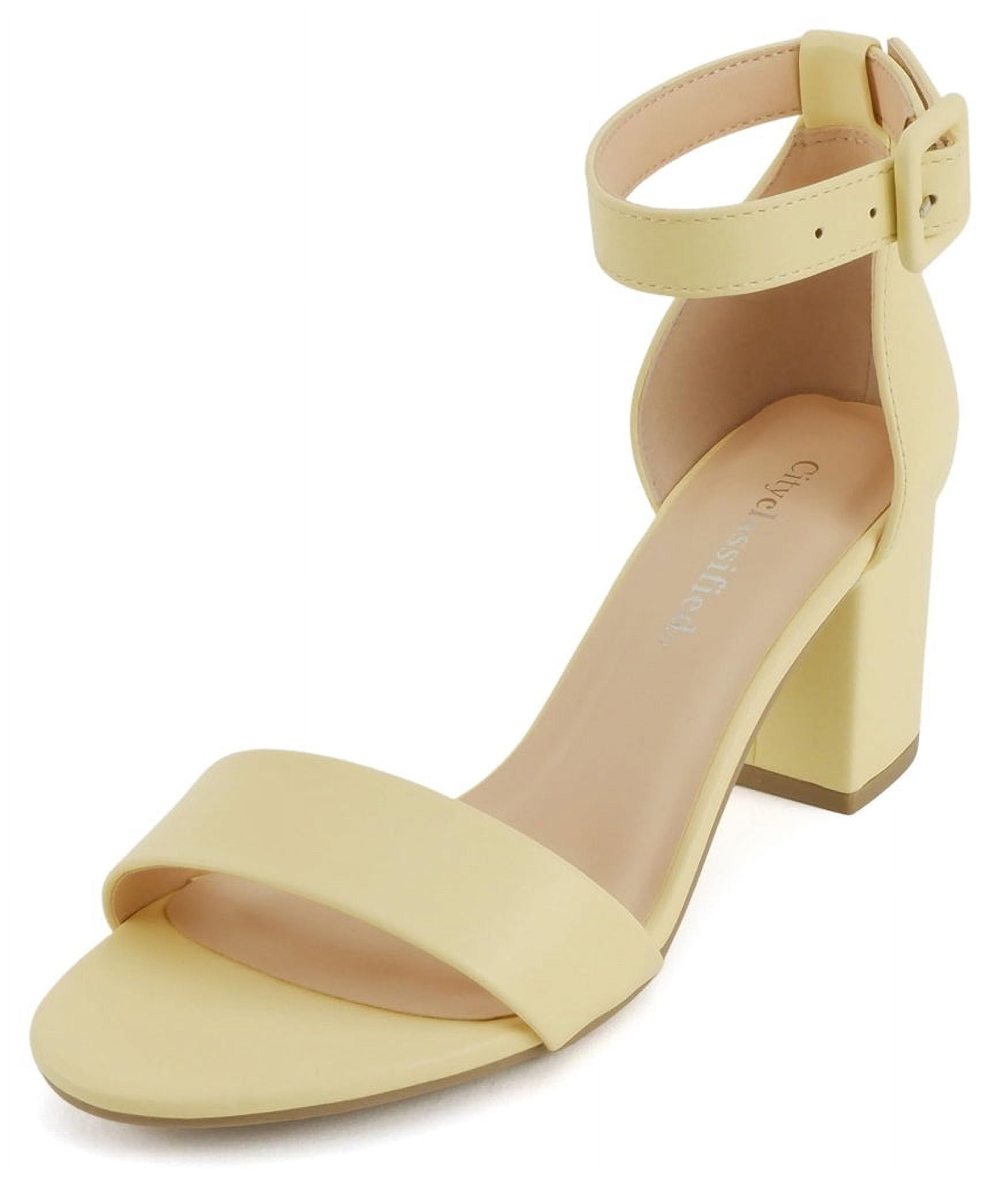 Cityclassified Shoes Women Low Chunky Block Heel Sandals Open Toe