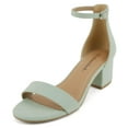 thumbnail image 1 of Cityclassified Shoes Women Low Chunky Block Heel Sandals Open Toe Ankle Strap WEEKEND-S Light Green Mint Nubuck Suede 5.5, 1 of 5