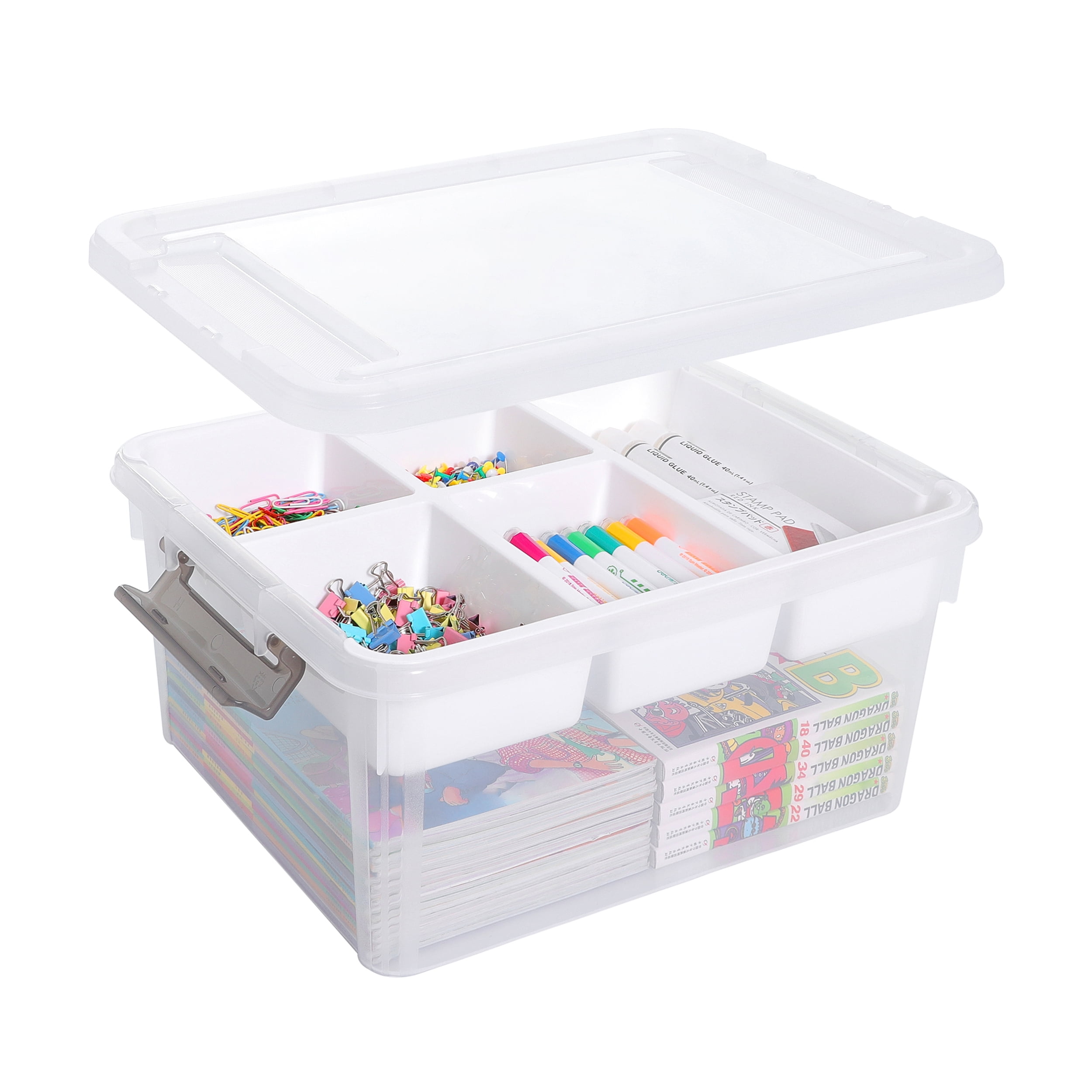 Citylife 1.3 QT 8 Packs Small Storage Bins Plastic Storage Container  Stackable Box with Lids for Organizing, Clear White