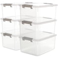 thumbnail image 1 of 17 QT Clear Storage Bins with Lids Large Stackable Plastic (6 Pack) 15.9x11.6x7.3", 1 of 4
