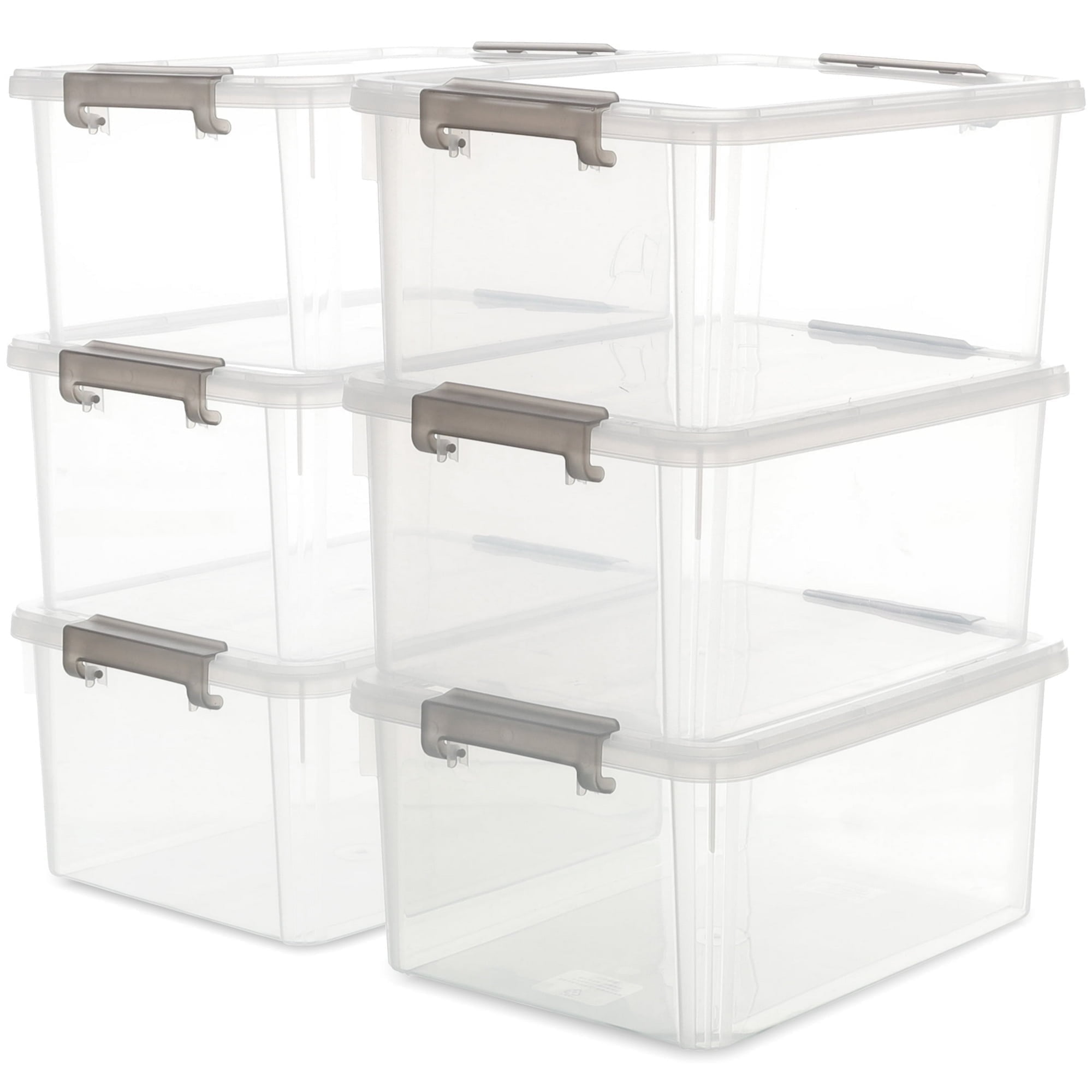 17 QT Clear Storage Bins with Lids Large Stackable Plastic (6 Pack) 15.9x11.6x7.3"