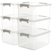 Citylife 17 Qt 6 Packs Plastic Storage Bins with Lids Large Stackable Clear Storage Box for Garage, Closet, Classroom, Kitchen