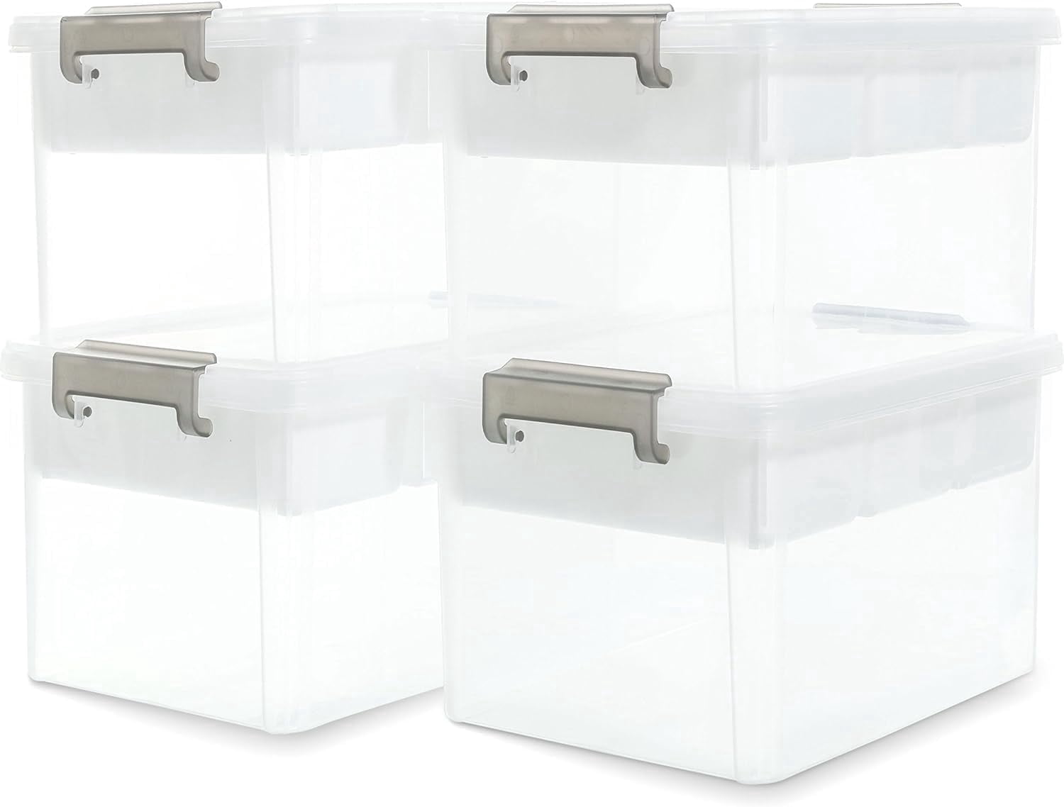17 Qt Storage Bins with Lids & 5 Grid Removable Tray 4 Pack Craft Toy organizer and storage bins for Kids Office