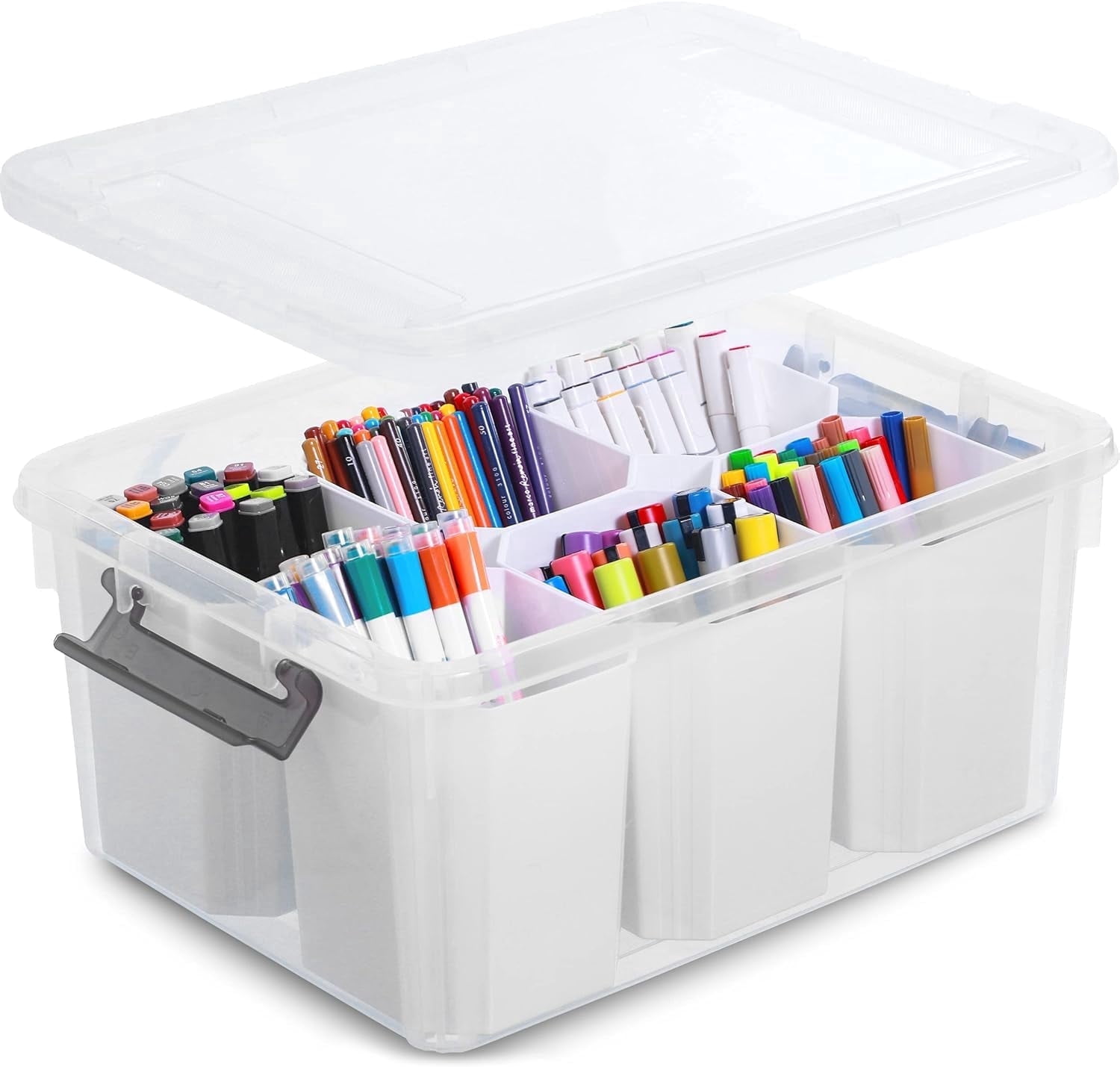 17 Qt Storage Bins with Lids & 6 Pen Holder Stackable for Kid Toy Craft