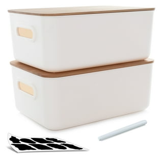 iDesign Storage Bin with Lid, Recycled Plastic, Coconut and Nautral, Beige
