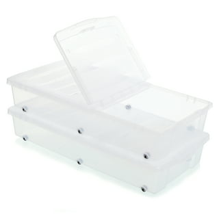 Rinboat 30 Quart Clear Storage Latch Bins, Large Plastic Storage Box with  Wheels, 4 Packs