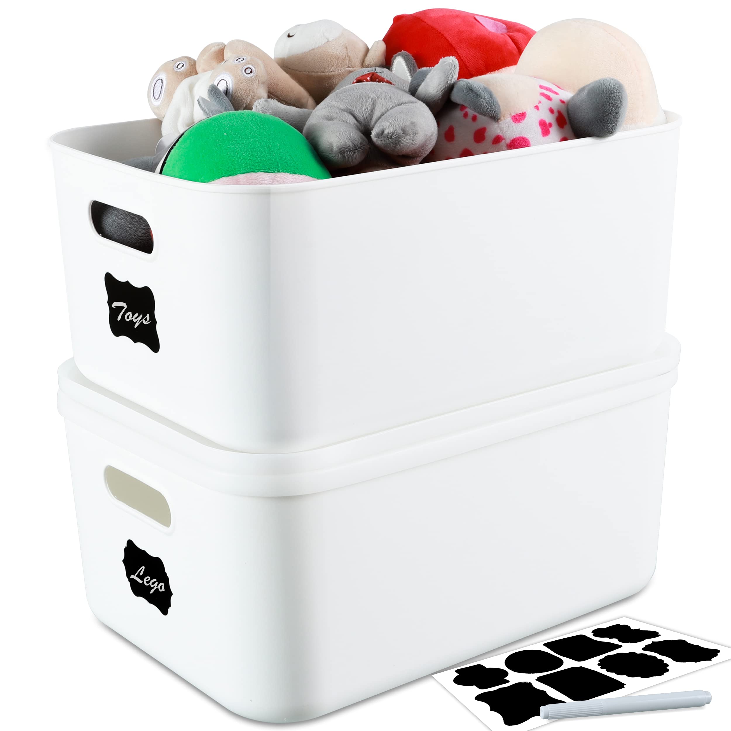 Citylife 2 Packs Plastic Storage Bins with Lids Large Storage Box with ...