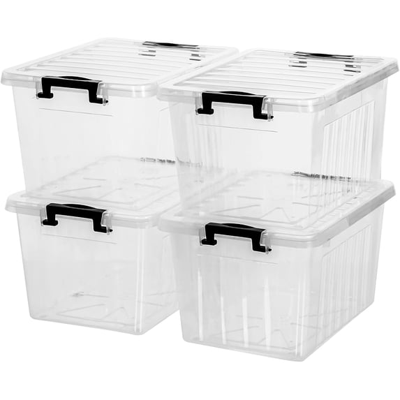 Citylife 22 QT Clear Plastic Storage Bins with Lids Stackable and ...