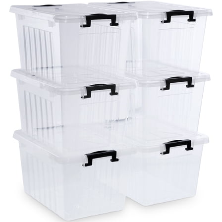 22 Qt Clear Plastic Storage Bins with Lid 6 Pack