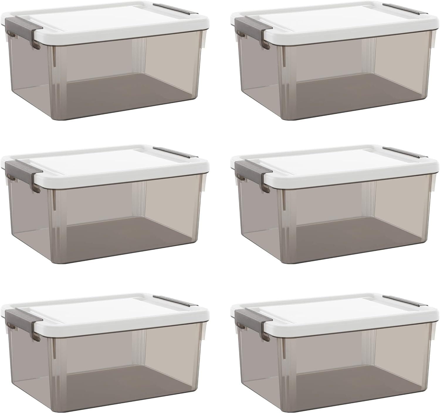 Citylife 1.3 QT 10 Packs Small Storage Bin with Lid Latch Stackable Storage  Box Clear Grey