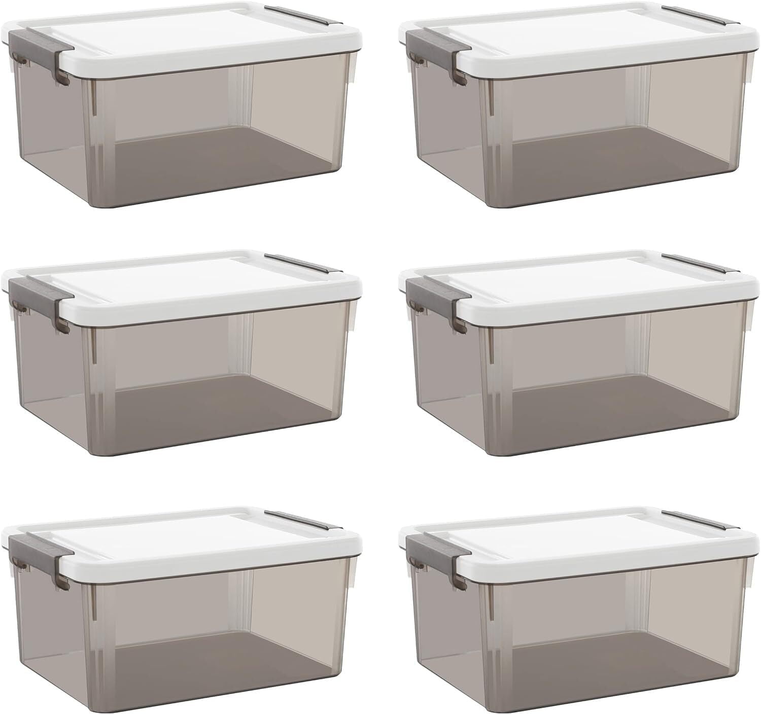 3.2 Qt Small Storage Bin with Lid 6 Packs Clear Gray Plastic Crafting Storage Box for Kids 9" L*6.7" W*4" H