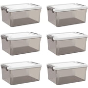 3.2 Qt Small Storage Bin with Lid 6 Packs Clear Gray Plastic Crafting Storage Box for Kids 9 L*6.7 W*4 H