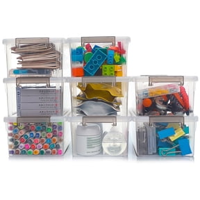 3.2 Qt Small Storage Bin with Lid 8 Packs Clear Plastic Crafting Storage Box for Kids 9"L*6.7"W*4.H