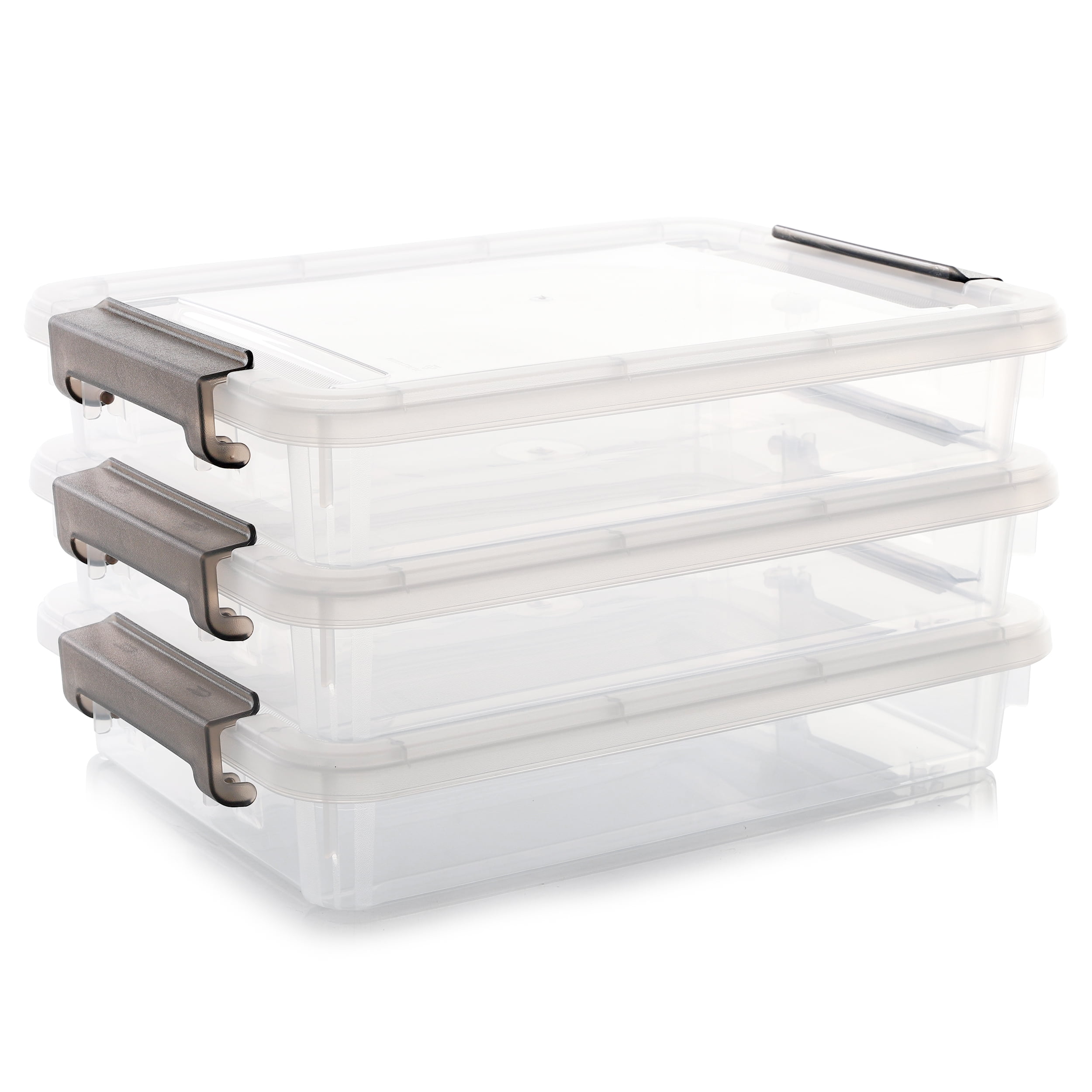 Citylife 3 PCS A4 Copy Paper storage box Plastic Storage Bins with Latching Lids for file A4