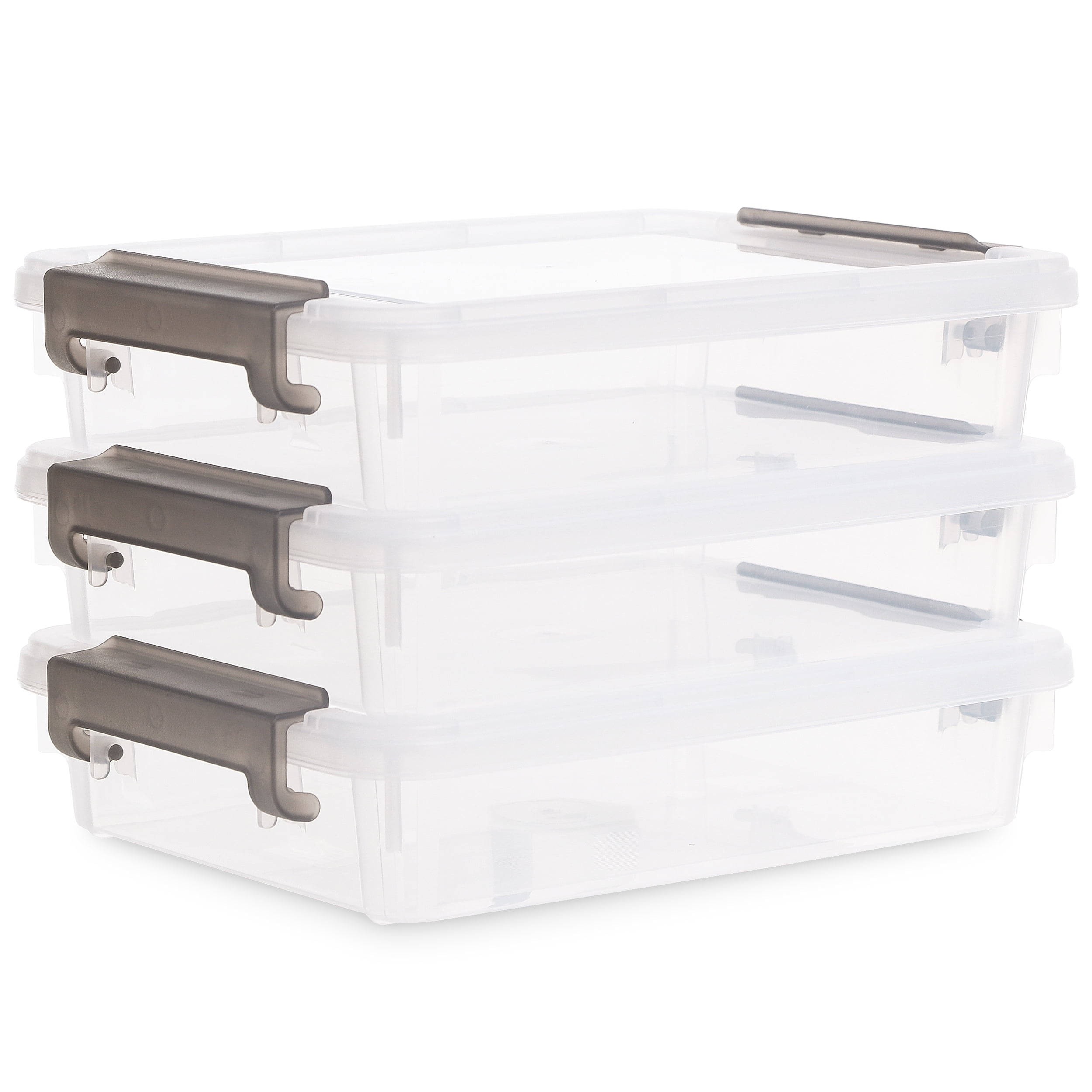 Citylife 3 PCS Plastic Storage Bins with Latching Lids Portable Project  Case Clear File Box Stackable Storage Containers for Organizing B5 Paper