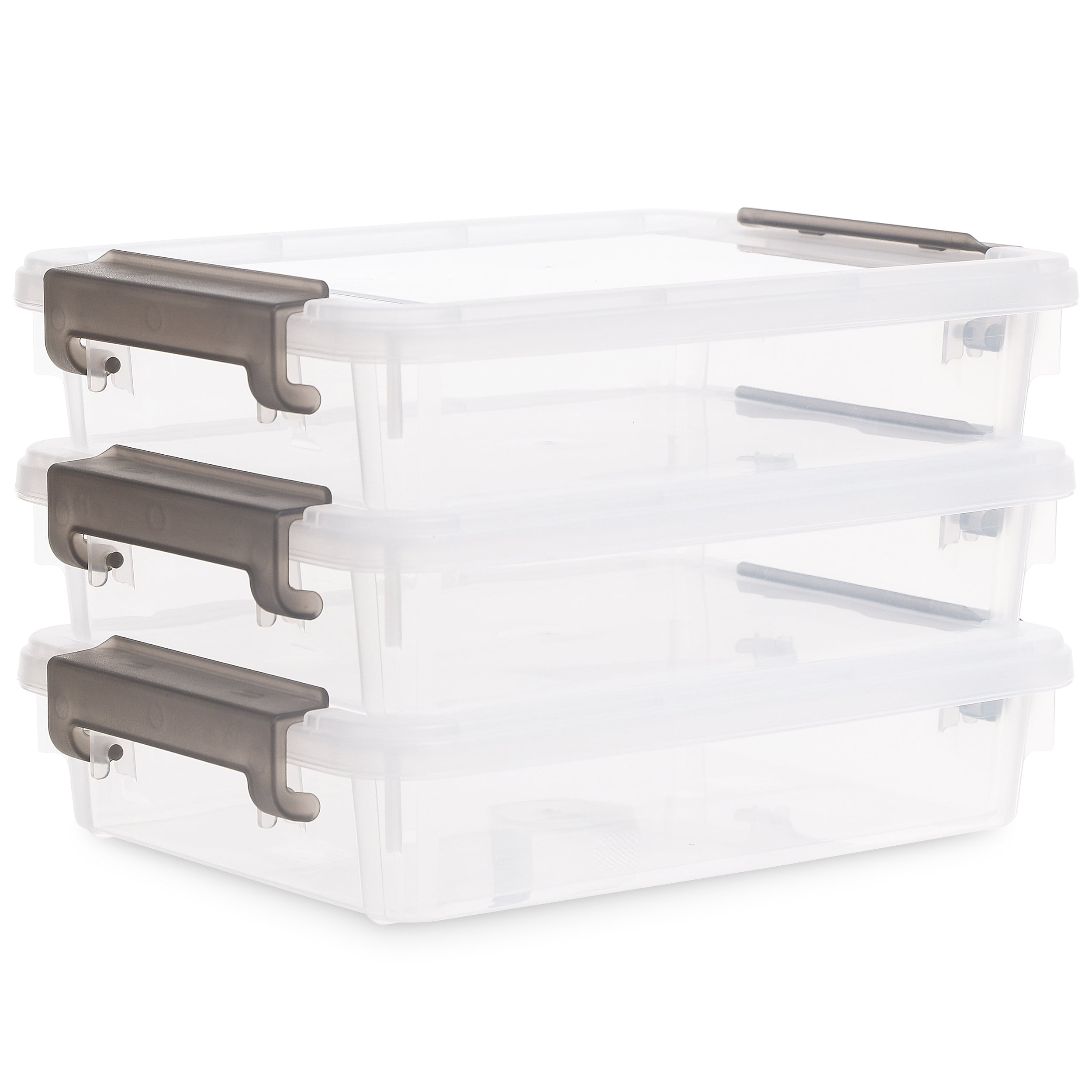 Citylife 3 Pcs File Storage Bins with Latching Lids Plastic Stackable ...