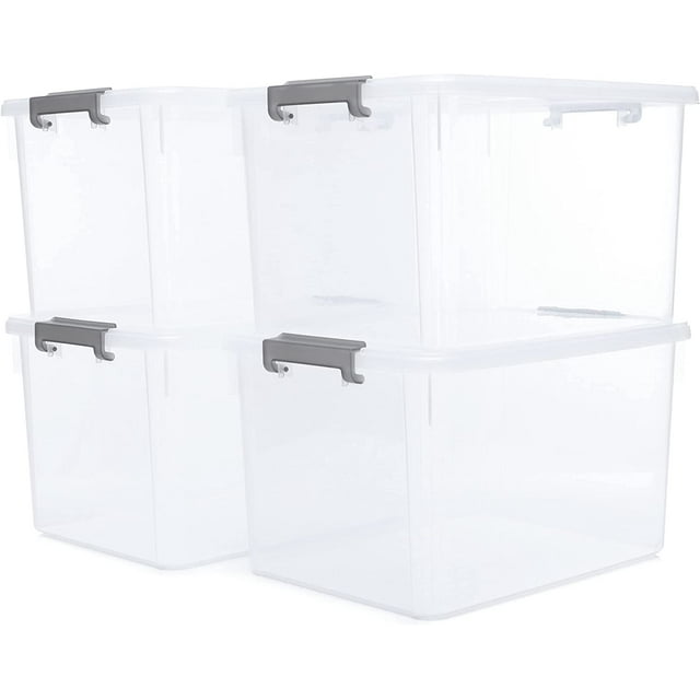 Citylife 32 QT Plastic Storage Bins with Latching Lids Stackable