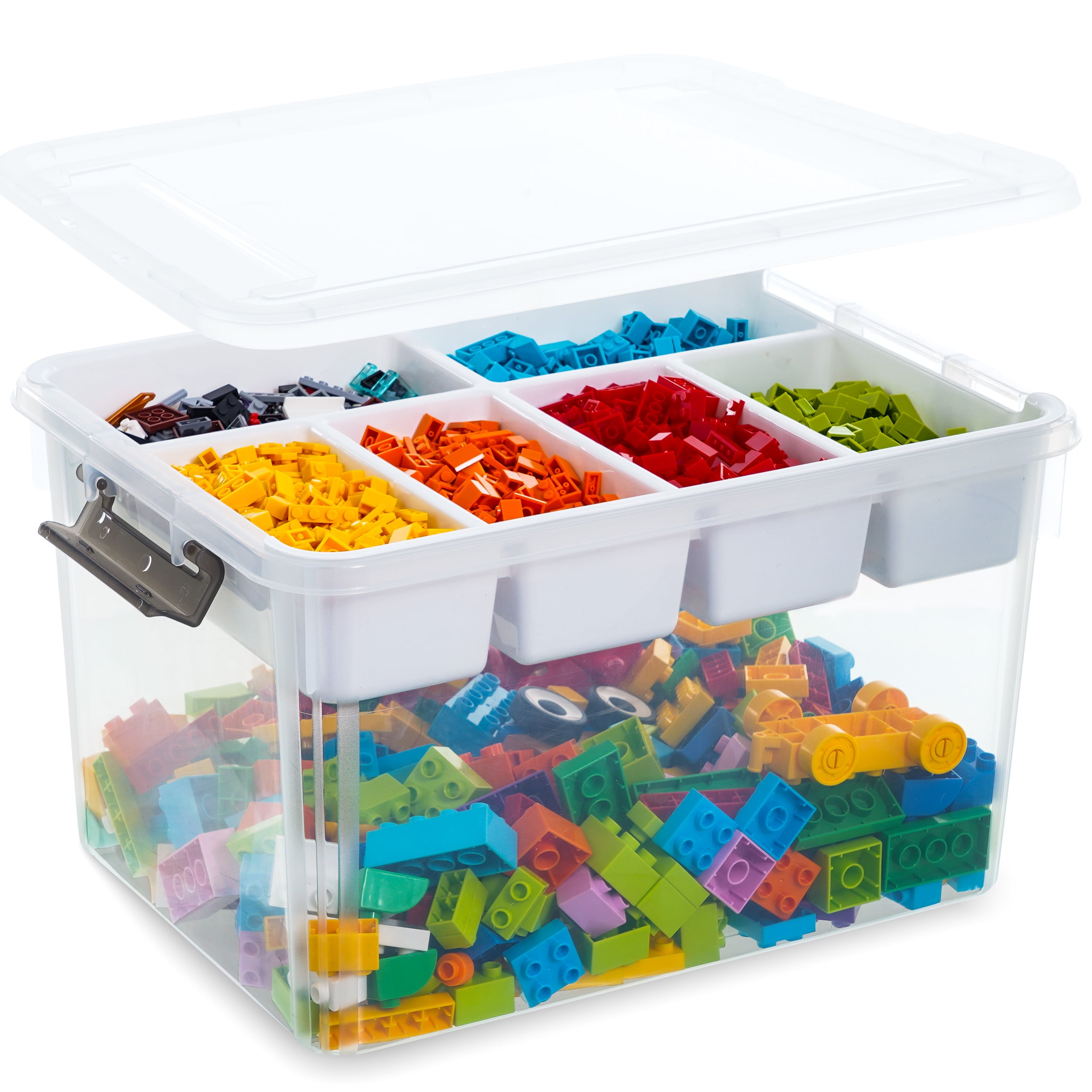 Citylife 32 QT Plastic Storage Bins with Removable Compartments Tray Craft  Organizers and Storage Clear Storage Container for Organizing Lego, Bead,  Tool, Sewing, Playdoh 