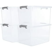Citylife 32 Qt Clear Storage Bins with Lids Plastic Stackable Storage Containers 4 Packs